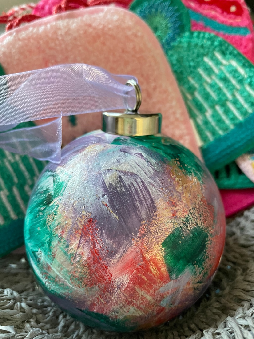 Handpainted Christmas Ornaments Brush Stroke Ornament Abstract Art