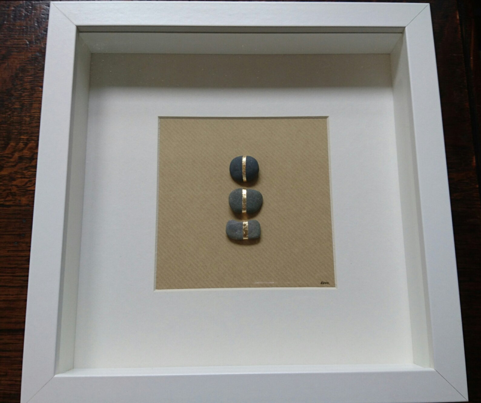 Strandline pebble art picture frame with gold leaf Etsy