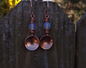 Copper Boho Opalite Bead Dangle Earrings