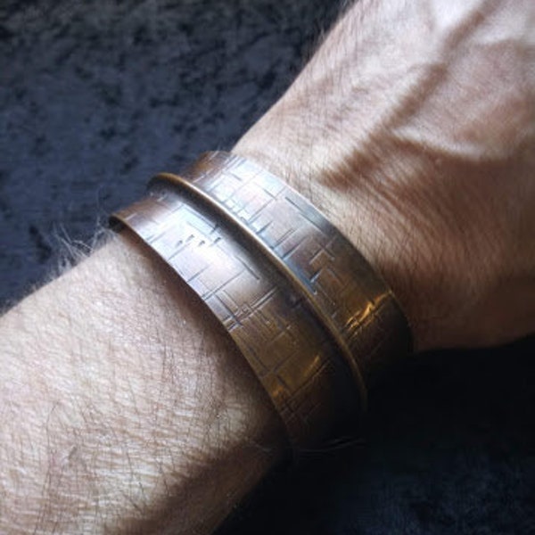 Handmade Hammered Copper Form Folded Cuff Bracelet