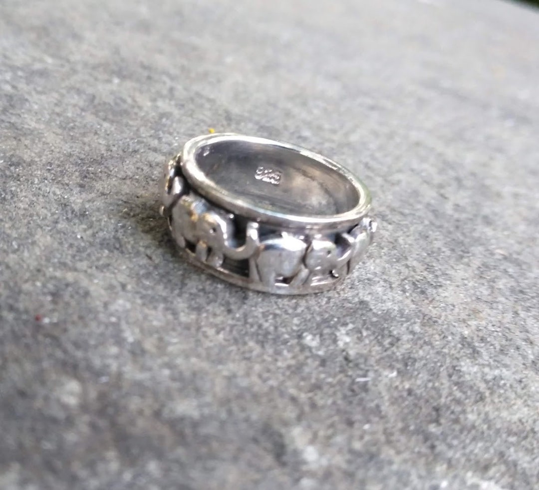 Sterling Silver Elephant Spinner Rings Size 5 1/2 Etsy
