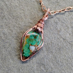 Handmade Wire Wrapped Copper and Chrysocolla Pendant