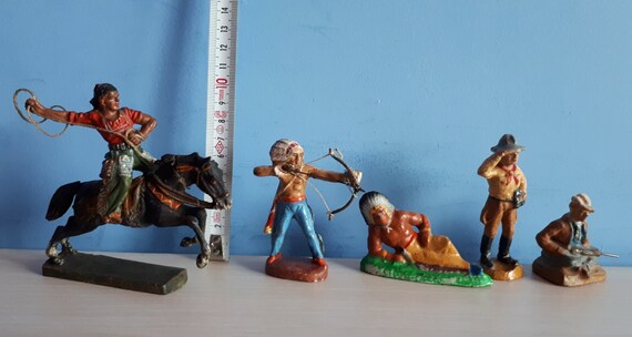 vintage cowboy and indian figures