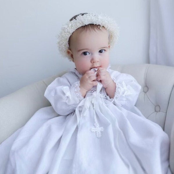 White Baby Breath Flower Crown, Dried Baby Breath Headpiece, Dried Floral Tieback, baby breath crown, Baptism Hair piece, Baptism Crown