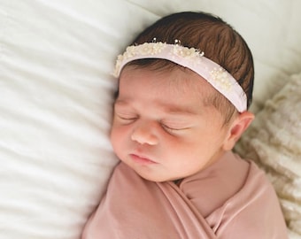 Infant Nylon Flower Headband, Baby Headband, Baby Headbands, Nylon Headband, Elastic Headband. Newborn Headbands,Floral Headband