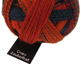 SCHOPPEL WOLLE Crazy Zauberball 1537_ Autumn Sun 75 percent Virgin Wool, 25 percent Nylon. Colored degrade gradient fingering sock-wool