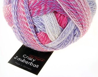 SCHOPPEL WOLLE Crazy Zauberball 2254 Cloud No 8. 75 percent Virgin Wool, 25 percent Nylon. Colored degrade gradient fingering sock-wool