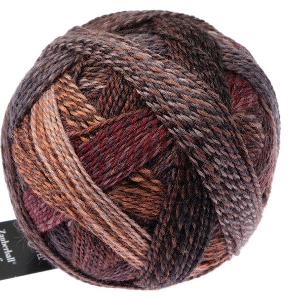 Zauberball Stärke 6 2544 Late Autumn. Virgin Wool, Biodegradable Nylon. Schoppel Wolle. Colored gradient sport DK Brown yarn sock knitting