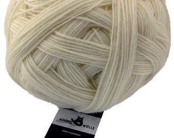 Natural white knitting wool DK sport Sock yarn SCHOPPEL Admiral Stärke 6 980 Off white. 6 ply Uni solid color wool. Made in Germany