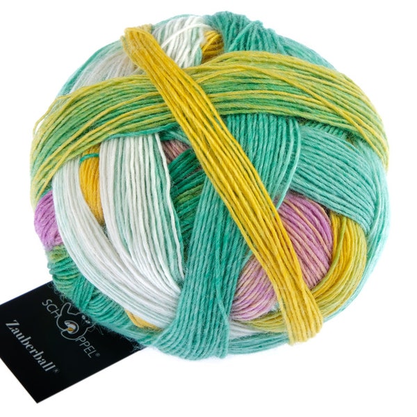 Schoppel Zauberball Colorful yarn for knitting. 2400 Liminosa. Spring accessories. Degrade fingering, sock wool Biodegradable nylon