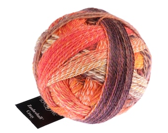 NEW 2021 collection! SCHOPPEL WOLLE Crazy Zauberball 2472 Orangery. Colored gradient fingering sock-wool. Colorful sustainable knitting yarn