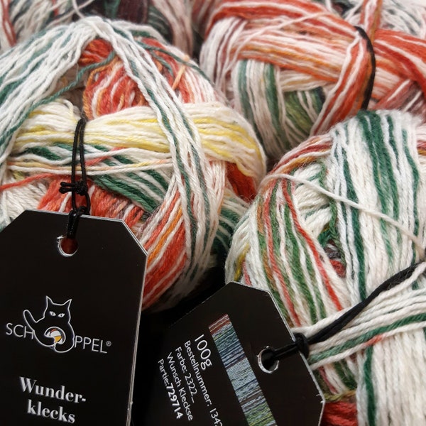 Wunderkleckse sock wool yarn for knitting 2322 Wishdots. Wunsch Kleckse. Virgin Wool, Nylon (biodegradable) fingering weight. Schoppel Wolle