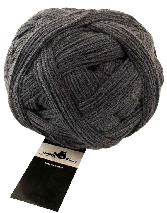 Gray Sock yarn. Sport weight wool for knitting. SCHOPPEL Admiral Stärke 6  9505 Steel gray. Medium grey solid. 6 ply worsted DK