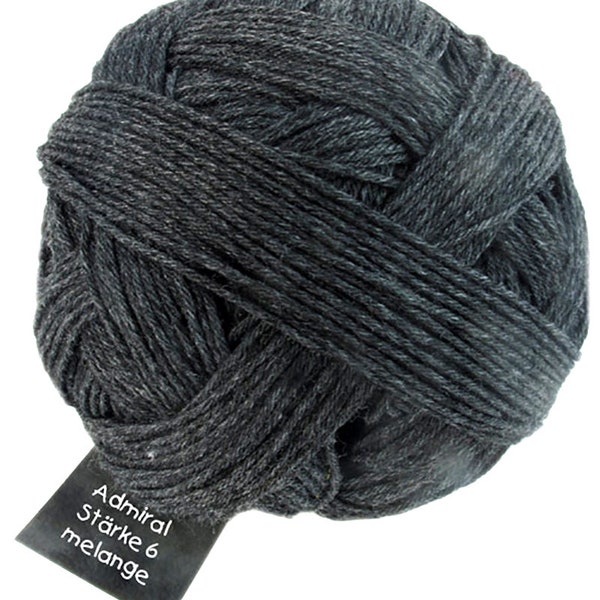 Sport weight yarn for knitting Anthracite wool Sock yarn SCHOPPEL Admiral Stärke 6 9093m Black variegated Deep dark 6 ply worsted DK melange