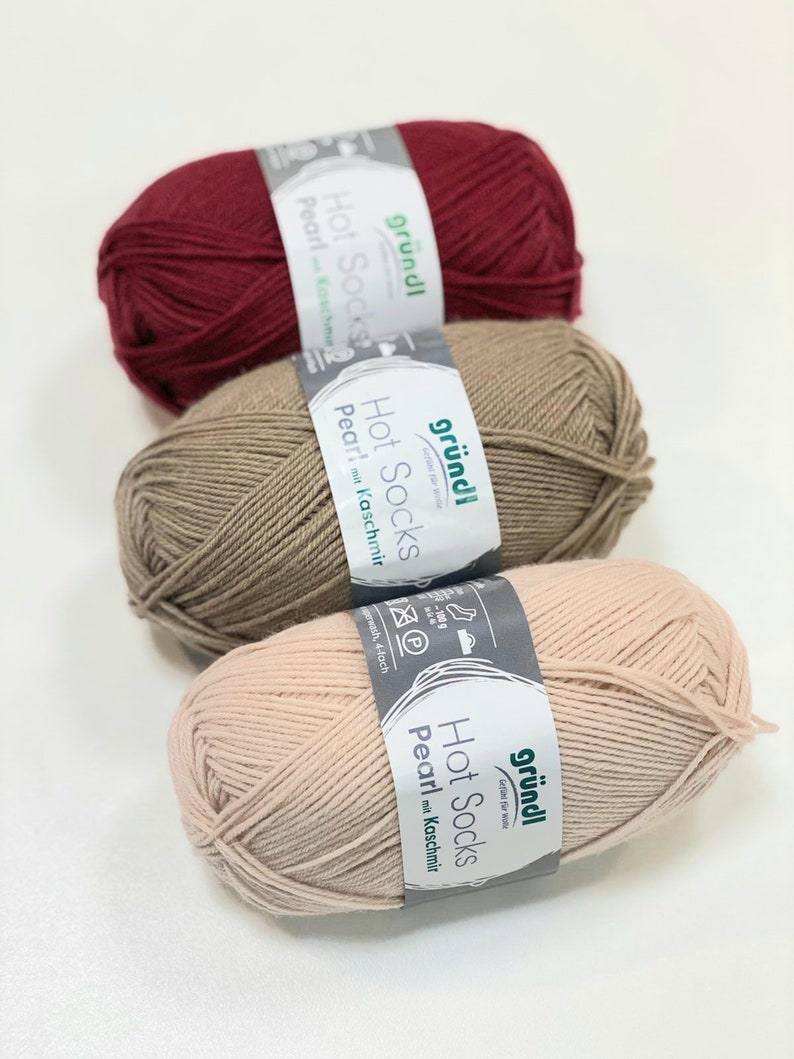 Fingering 4 ply merino sock yarn Made in Europe Gr\u00fcndl Hot Socks Pearl with cashmere Color 14 Burgundy Deep wine red Super soft sock wool