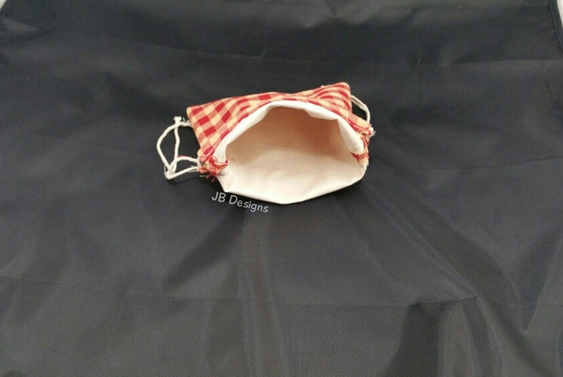 red plaid match bag fire bag Lined drawstring bag civil war reenactment gear reenactor food pouch muslin lined pouch cotton pouch