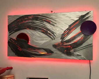 Color Changing LED contemporary wall sculpture by artist Tony Viscardi