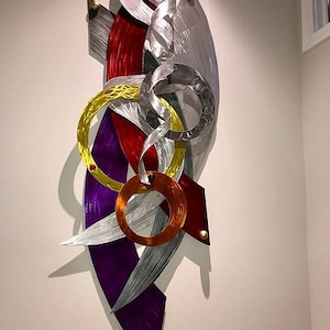 Contemporary Abstract Wall Sculpture – Modern Brushed Aluminum Art by Tony Viscardi – 3D Wall Decor for Home or Office