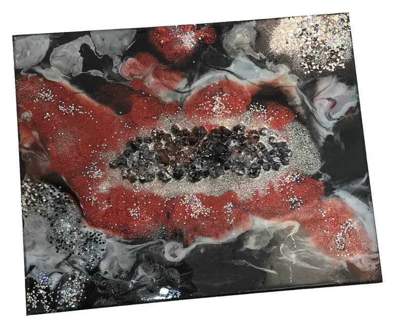Red,Black /& Bling epoxy resin art