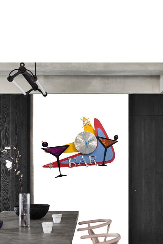 Contemporary Bar Clock Etsy