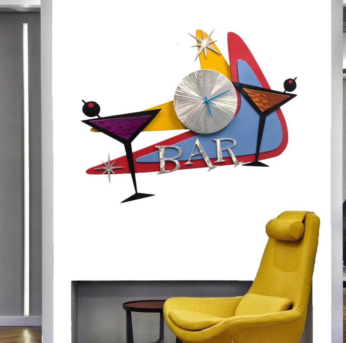 Contemporary Bar Clock Etsy