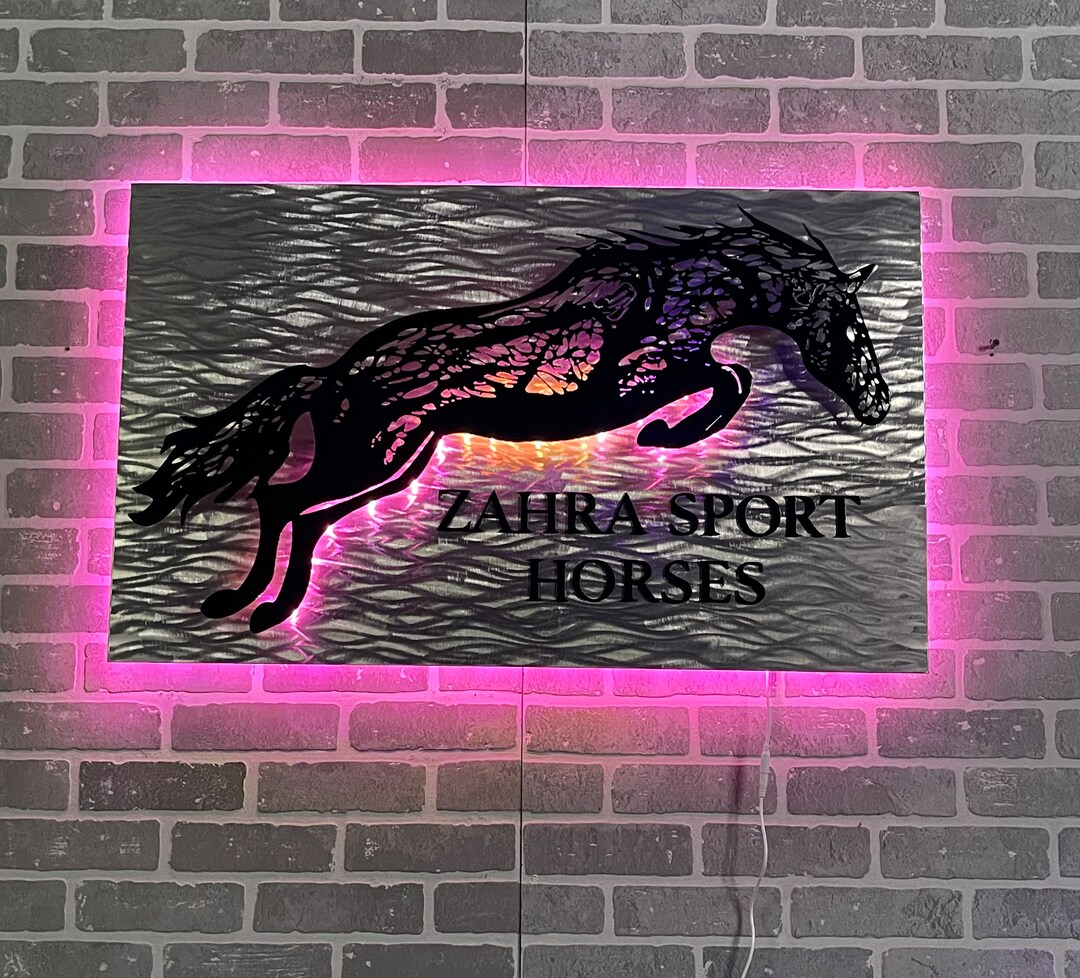 Custom LED Logo Sign: Backlit Brushed Aluminum Business Sign (3ft X 2ft ...