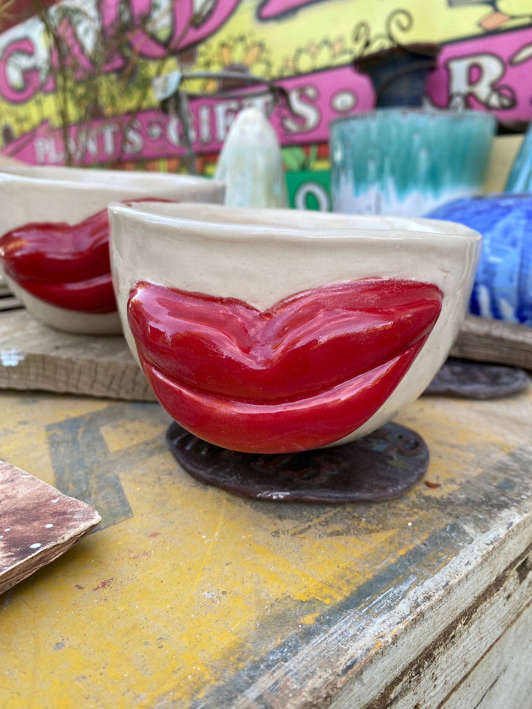 Red Lip Pottery Etsy