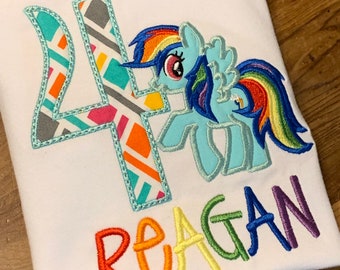 My Little Pony Shirt, Rainbow Dash My Little Pony Birthday, Rainbow Dash Embroidery, My Little Pony Applique Shirt,  Rainbow dash shirt