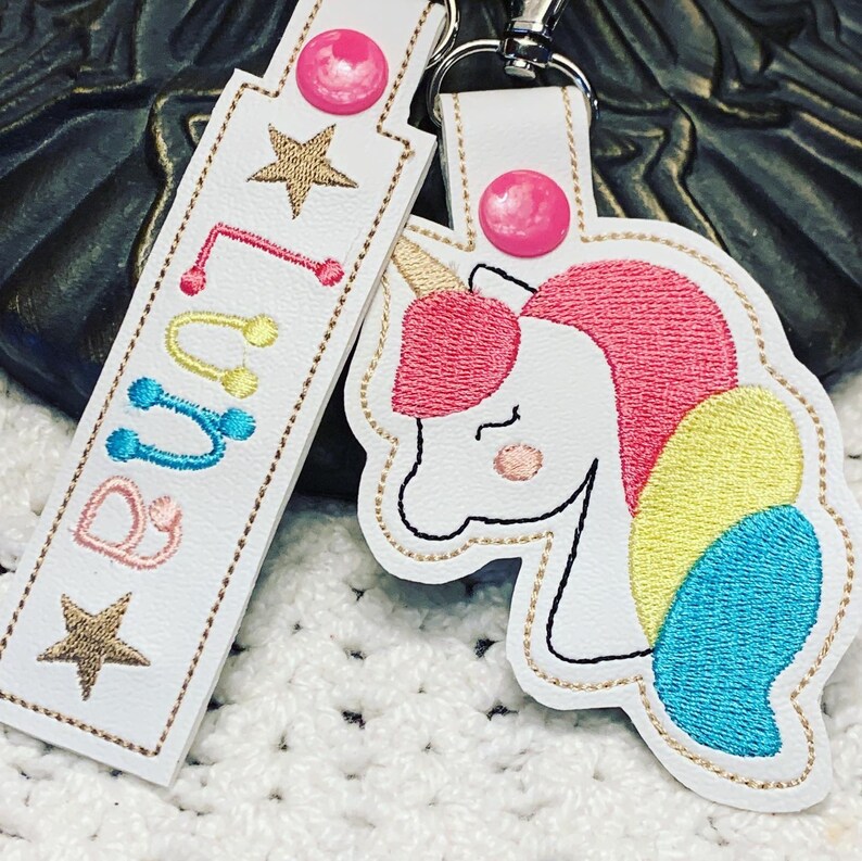Unicorn Keychain Personalized Unicorn Keychain Unicorn Snap Etsy