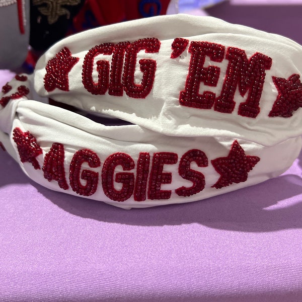 Texas A&M Aggie beaded headband