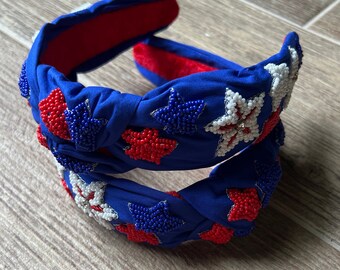Blue star beaded headband