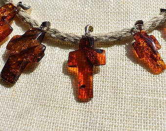 Amber Pendant Cross, Natural Baltic Amber, Cross Pendant, Amber Cross