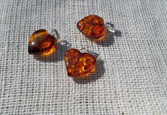 Natural Baltic Amber Heart Pendant.