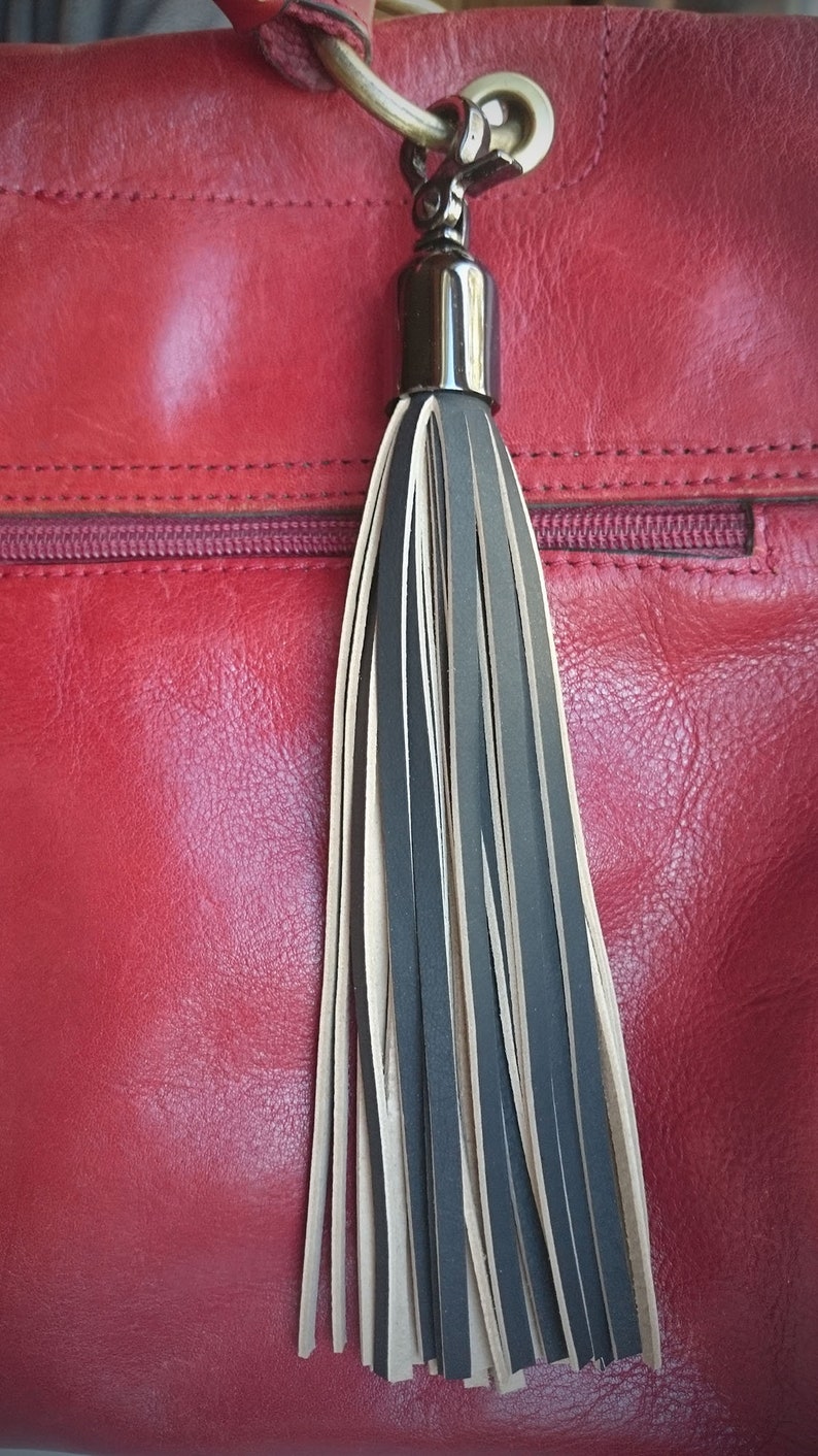 Big Leather Tassel Keychain