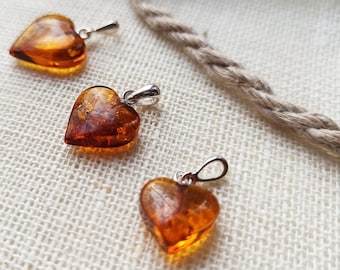 Amber Heart Pendant | 925 Sterling Silver