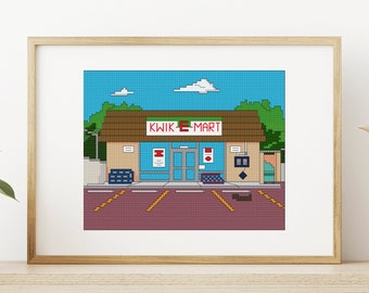 Kwik-E-Mart Cross Stitch Pattern: The Simpsons Hoop Art (PDF Download)