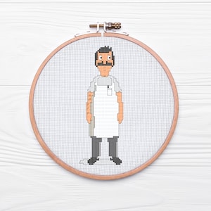 Bob Belcher - Bob&#39;s Burgers - point de croix moderne - modèle/téléchargement PDF instantané, grille de point de croix, cerceau d&#39;art,