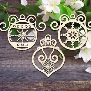 Three Fancy Christmas Ornaments V2 - Laser cut patterns