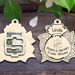 Santas Secret Cash Stash Christmas Money Holder Ornament- Laser cut patterns