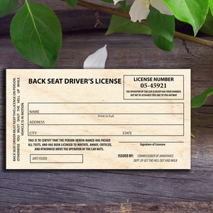 Back Seat Driver&#39;s License - Laser cut patterns