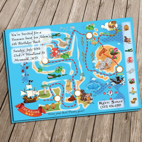 Treasure Hunt Birthday Party Invite Etsy