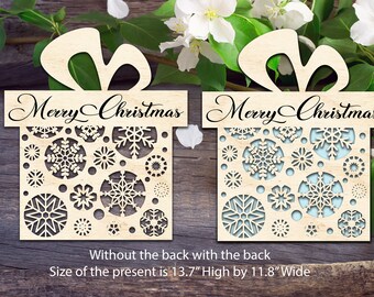 Cadeau de Noël avec flocons de neige - Motifs découpés au laser