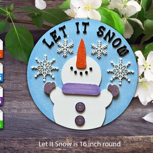 Let It Snow 16 Round Christmas Sign- Laser cut patterns