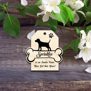 Dog Santa Paws Nice List Tag Christmas Ornament - Laser cut patterns