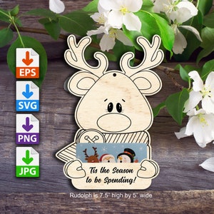 Rudolph Gift Card Holder Ornament- Laser cut patterns