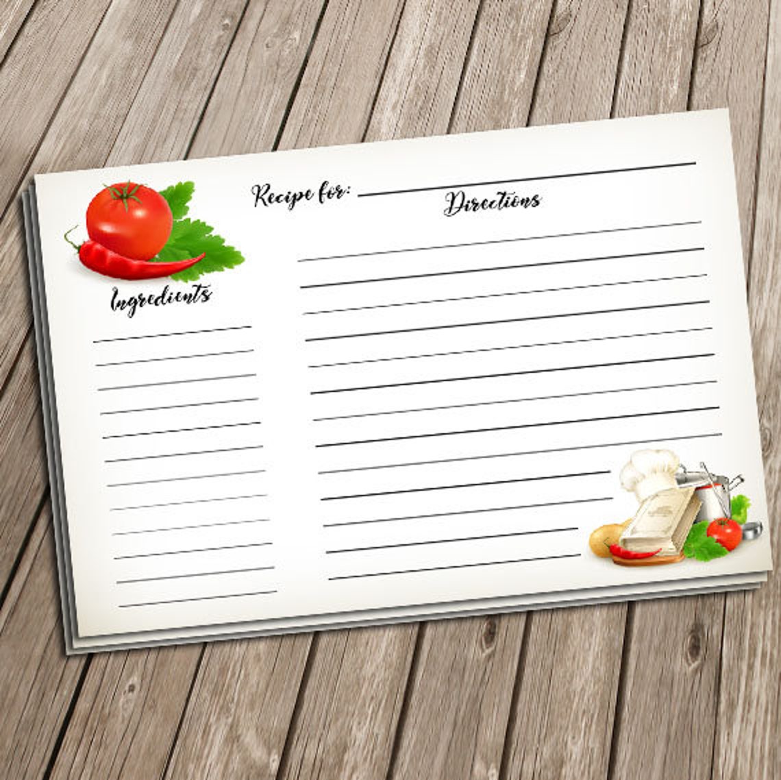 Recipe Cards Chef and Cooking Pot Recipe Card Etsy