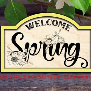 Welcome Spring Sign Laser Cut Pattern - Etsy