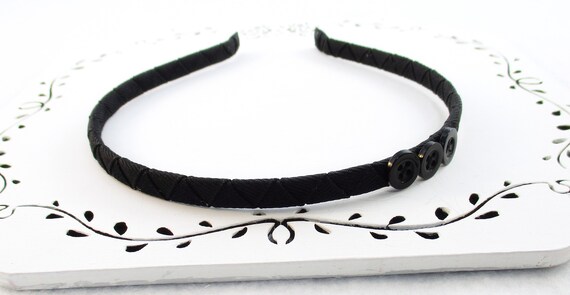 Adult Black Button Headband For Woman Short Hair Everyday Etsy