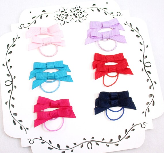Small Hair Bow Ties 12 Small Bow Ties Baby Hair Ties Etsy