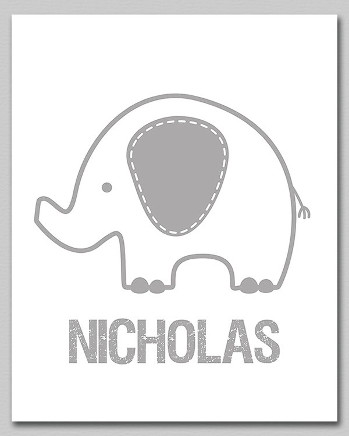 Grey and White Elephant Nursery Art Print nicholas, Children Wall Art